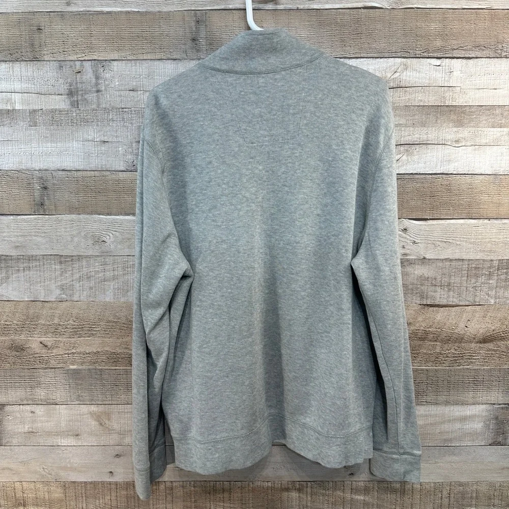 Nautica Mens Grey w/ Navy Full Zip Mock‎ Neck Knit Jacket Navy Accent Logo Large
